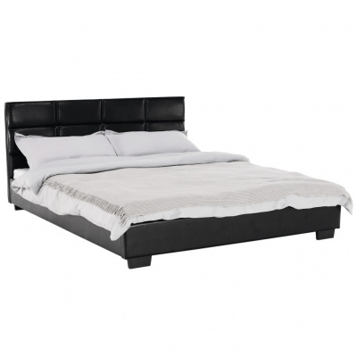 Tempo Kondela Manželská postel s roštem, 160x200, černá , MIKEL