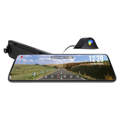 Kamera do auta ve zpětném zrcátku CEL-TEC M12 DUAL GPS Exclusive