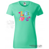 damske-tricko-napis-LOVE-menici-barvu Velikost dámská trička Basic: S šířka 44, délka 60, Odstín dámské tričko Basic: Mátové