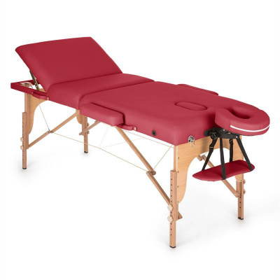 KLARFIT MT 500, červený, masážní stůl, 210 cm, 200 kg, sklápěcí, jemný povrch, taška (MSS-MT 500 red)