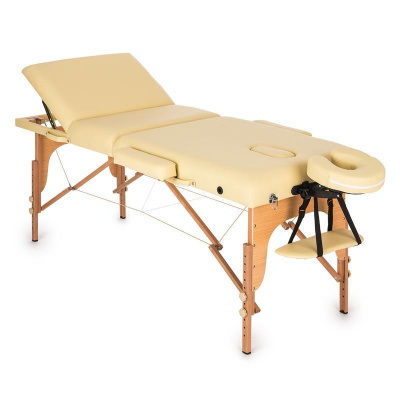 KLARFIT MT 500, béžový, masážní stůl, 210 cm, 200 kg, sklápěcí, jemný povrch, taška (MSS-MT 500 beige)