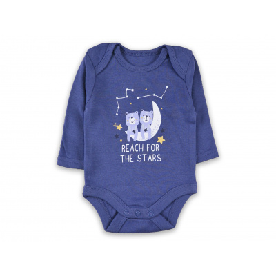 Royal Babies Bavlněné kojenecké body, zvířátko Velikost: 74, Vyberte vzor: Modrá - Reach fot the Stars (B)