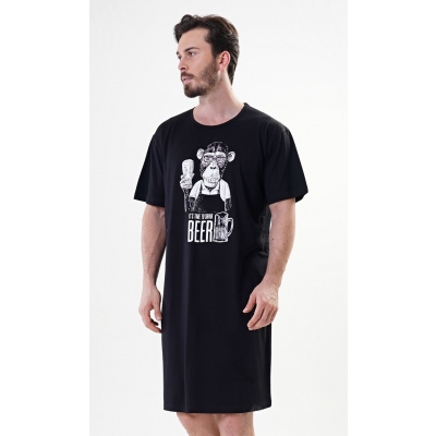 Cool Comics Pánská noční košile s krátkým rukávem Opice Barva: černá, Velikost: XL