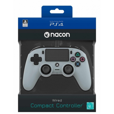 Nacon Wired Compact Controller - ovladač pro PlayStation 4 - šedý PS4OFCPADGREY