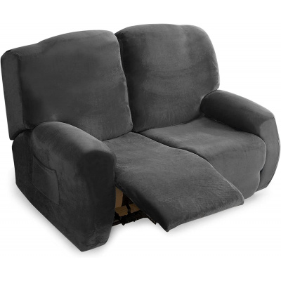 Topchances Stretch Cover for Recliner Armchair Cover, Recliner Chair Cover Armchair Cover for TV Armchair with Side Pocket, 2-Seater, Dark Šedá