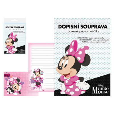 Dětská dopisní souprava pro dívky Disney Minnie (5550283) (Dětská dopisní souprava Minnie od Walt Disney. Sada obsahuje 10 potištěných dopisních papírů formátu A4 a 5 potištěných poštovních obálek C6.