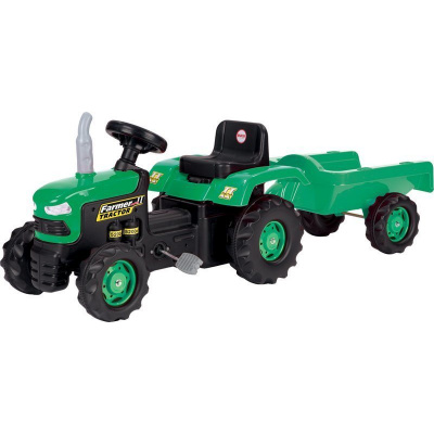 Šlapací traktor Dolu Traktor šlapací s vlečkou, zelený (8690089080530)