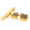 Zlatý set - spona na kravatu a manžetové knoflíčky Šachovnice