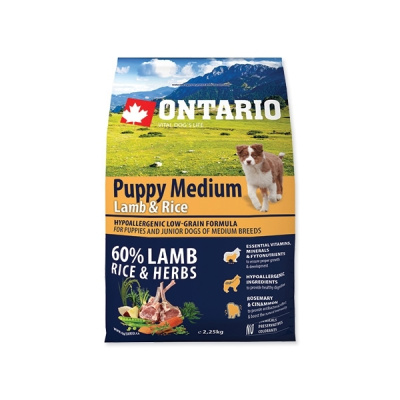 Ontario Puppy Medium Lamb&Rice Koupit:: 2,25 kg