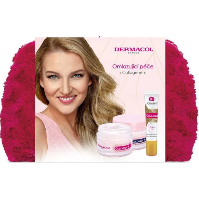 Dermacol Collagen Plus Intensive Rejuvenating intenzivní omlazující denní krém 50 ml + noční krém 50 ml + intenzivní omlazující pleťové sérum 12 ml + kosmetická taška, kosmetická sada pro ženy