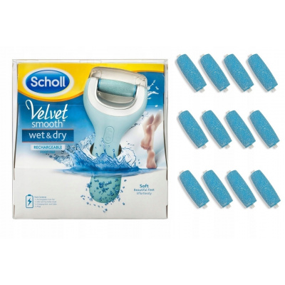 Scholl Velvet Smooth Diamond Crystals elektronický pilník na nohy s diamantovými krystaly Blue