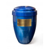 Pohřební Kovová urna na popel, klasik, modra, štítek č. 50, 100 x 50, bez výzdoby