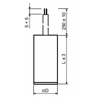 Motorový kondenzátor 20uF 40x75mm kabel 250mm bez uchycení MPB0200060