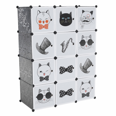 Kondela AVERON, dětská modulární skříň, šedá / dětský vzor