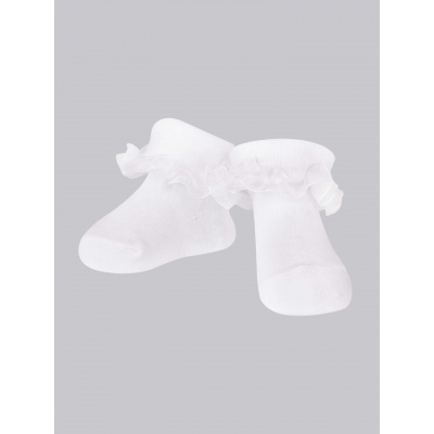 Yoclub Dívčí ponožky s volánky 3Pack SKA-0119G-010J-002 White 3-6 měsíců