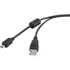 Renkforce USB kabel USB 2.0 USB-A zástrčka 1.50 m černá s feritovým jádrem, pozlacené kontakty RF-4536474