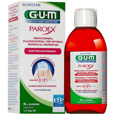 Gum Paroex ústní voda, výplach CHX 0,12% profesionální přípravek pro odstranění plaku z dásní postižených zánětem nebo parodontózou 300 ml