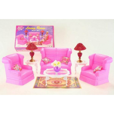 Glorie obývací sada pro panenky typu Barbie (Glorie Obývací stěna (nábytek-pro-panenky) ; obývák ; pro barbie)
