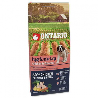ONTARIO Puppy & Junior Large Chicken & Potatoes & Herbs 12 kg