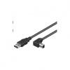 PREMIUMCORD Kabel USB 2.0 A-B propojovací 0.5m - zahnutý B konektor 90°