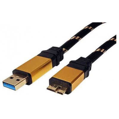 ROLINE Gold USB 3.0 SuperSpeed USB 3.0 A(M) -> micro USB 3.0 B(M), 0.8m - černo/zlatý 11028878