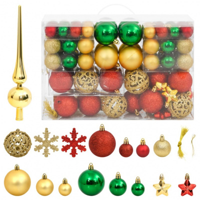 Petrashop 111dílná sada vánočních ozdob červená/zelená/zlatá polystyren Vícebarevný356114