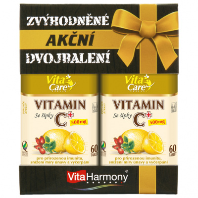 VitaHarmony® Zvýhodněné dvojbalení: Vitamin C 500 mg se šípky (60+60 tbl.)