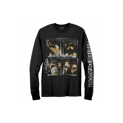 System Of A Down - Unisex Long Sleeve T-Shirt: Face Boxes (Sleeve Print)