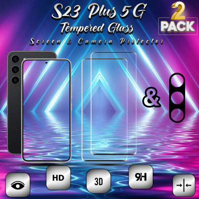 RIVANOO 2 balení ochranného krytu displeje a čočky Samsung Galaxy S23 PLUS 5G z tvrzeného skla 9H