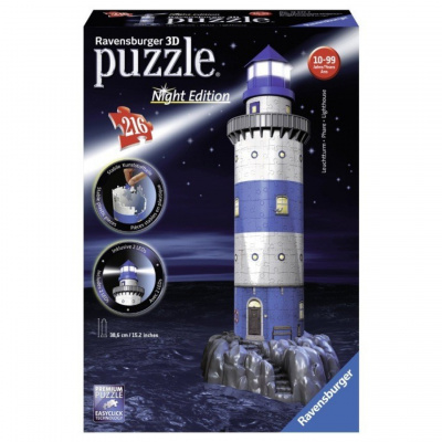 Ravensburger 12577 Puzzle 3D Maják v příboji, Noční Edice, 216d. (ra12577)