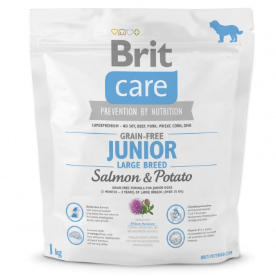 Brit Care Grain-free Junior Large Breed Salmon & Potato 1kg min.trv 23.9.23