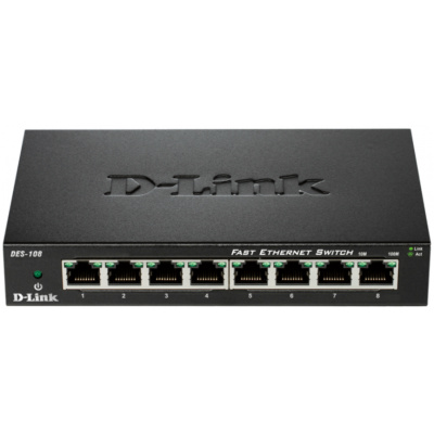 D-Link DES-108 kovový 8-port 10/100 Desktop Switch - DES-108/E