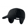 Černá softsheelová čepice s klapkami na uši