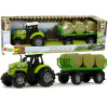 LEANToys Traktor s přívěsem a balíky sena, zvukové efekty
