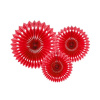 Party Deco Dekorační rozety červené 20 až 30 cm - 3 ks /BP