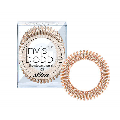 Tenká spirálová gumička do vlasů Invisibobble Slim Bronze Me Pretty - bronzová, 3 ks (IB-SL-PC10004-2)