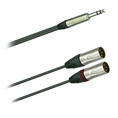Y-Audio-kabel Jack 6,3mm stereo Neutrik NP3X - 2x XLR Neutrik NC3MXX 1,5m