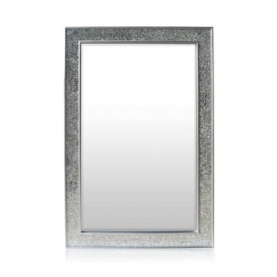 Casa Chic Watford Nástěnné zrcadlo 90 x 60 cm Pravé dřevo Skleněné obklady s mozaikovým efektem (GL-90X60-SLV)