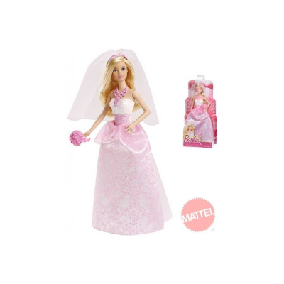 MATTEL BARBIE BRB Panenka nevěsta s kyticí v růžovo bílých šatech