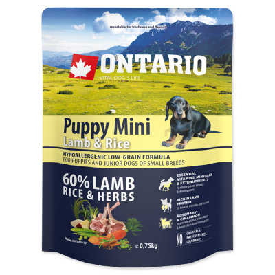Ontario Ontário puppy mini lamb+rice 0,75kg