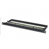 Digitus CAT 6 patch panel, nestíněný,24-Port RJ45, s klapkou, 8P8C, LSA, 0.5U, 19 "pro montáž do racku, barva černá RAL - Digitus DN-91624U-SL-SH