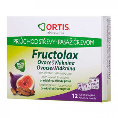 Ortis Fructolax Ovoce&Vlaknina 12 žvýkacích kostek
