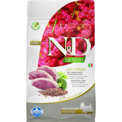 N&D Quinoa Dog Neutered Duck, Broccoli & Asparagus Adult Mini 800 g