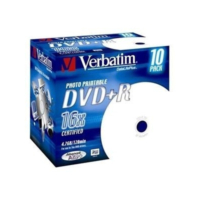 Verbatim VERBATIM DVD+R AZO 4,7GB, 16x, printable, jewel case 10 ks - 43508P