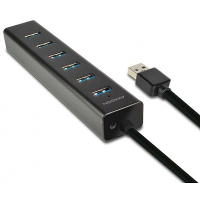 AXAGON HUE-SA7BP, 7× USB 3.0 Alu Charging hub vč. AC adaptéru, černý