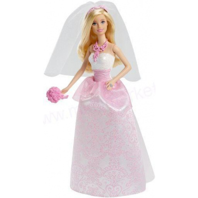 Mattel Barbie panenka Nevěsta Růžovo-bílé šaty