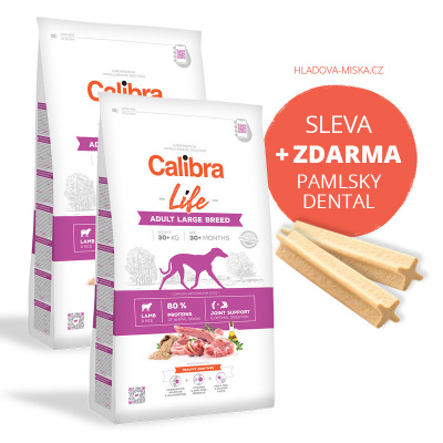 Calibra Dog Life Adult Large Breed Lamb 2x12kg +ZDARMA Dental tyčky XXL