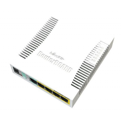 MikroTik RouterBOARD CSS106-1G-4P-1S (RB260GSP), TF470 CPU,nastavitelný switch, 5x LAN, 1xSFP slot, PoE OUT, vč. SwOS