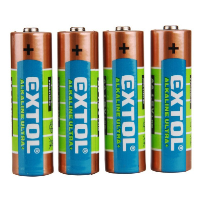 EXTOL Baterie alkalické ENERGY ULTRA +, 4ks, 1,5V AA (LR6), LIGHT 42011