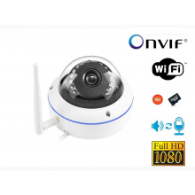 Bezpečnostní Wi-Fi Venkovní IP kamera DOME FullHD 1080P ONVIF slot na SD kartu AUDIO (Bezdrátová Wi-Fi odolná kovová venkovní IP kamera typu DOME s výkonným nočním viděním, rozlišením FullHD 1080P a s